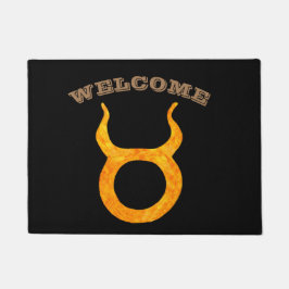 ウェルカム金ゴールドタウロス〔占星術の〕十二宮図星占い標識 ドアマット