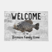 ウェルカム魚釣りクラッパイファミリーネームホームコテージ ドアマット (正面)