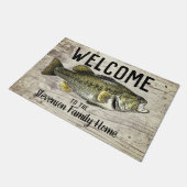 ウェルカム魚釣りバスファミリーネームホームコテージ ドアマット (アングル)