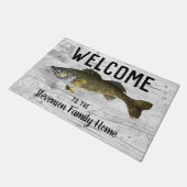 ウェルカム魚釣りワレイファミリーネームホームコテージ ドアマット (アングル)