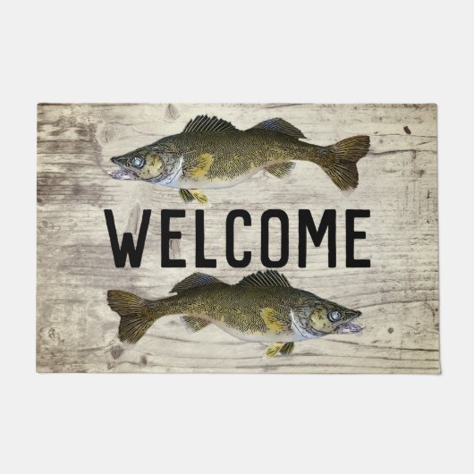 ウェルカム魚釣りワレイフィッシュレイクホームコテージ ドアマット (正面)