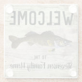 ウェルカム魚釣りWalleyeファミリー名ホーム ガラスコースター (裏面)