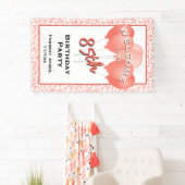 ウェルカム85誕生日ナンバーパッテンコーラル/ホワイト 横断幕 (インサイチュ)