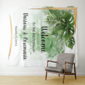 ウェルカム ウェディング トロピカル パーム タペストリー (インサイチュ(横))