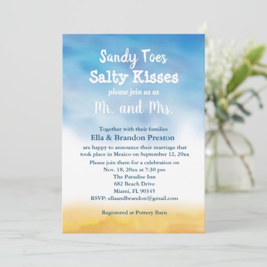 ウェルカム・トゥ・ザ・ビーチ　結婚式後パーティーのご案内 招待状 (スタンド正面)