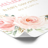 ウェルカム　フラッシュ　フラワーズ　ゴールド　ジオメトリック　ベイビーシャワー ポスター (角)