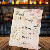 ウェルカム ブライダルシャワーのためのバブル ブランチ ローズ フラワー 台座サイン