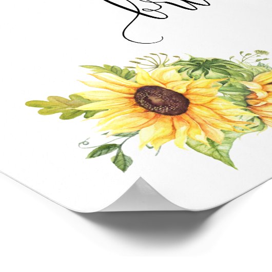 ウェルカム ブライダルシャワー ひまわり フラワーの結婚式 ポスター (角)