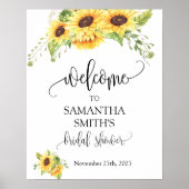ウェルカム ブライダルシャワー ひまわり フラワーの結婚式 ポスター (正面)