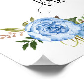 ウェルカム ブライダル シャワー ブルー フラワー ウェディング サイン (角)