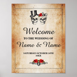 ウェルカム ラスティック スカル ハロウィン サイン ウェディング