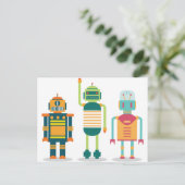 ウェルコダカートゥーンロボットパーティーキッドおもしろいライフ ポストカード (スタンド正面)