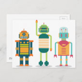 ウェルコダカートゥーンロボットパーティーキッドおもしろいライフ ポストカード (正面/裏面)