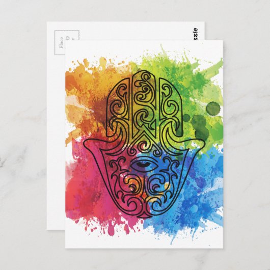 ウェルコダ鮮やかインディアンシンボルアジアの生活 ポストカード (正面/裏面)