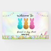 ウェルコムバニー狩り卵ハッピーイースター花パーティー 横断幕 (横)