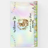 ウェルコムバニー狩り卵ハッピーイースター花パーティー 横断幕 (縦)