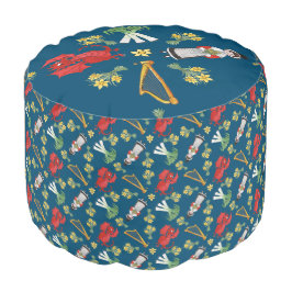 ウェルシュの衣装とエンブレムブルーラウンドパフ プーフ