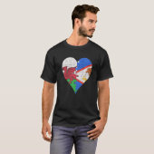 ウェルシュアメリカサモアン国旗のハート Tシャツ (正面フル)
