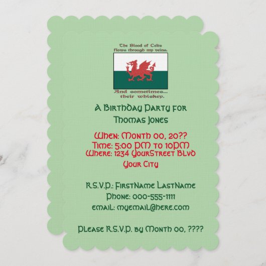 ウェルシュウイスキー誕生日パーティー 招待状 (正面/裏面)