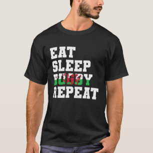 ウェルシュウェールズ食べススリープラグビーリピート Tシャツ