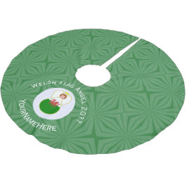 ウェルシュエンジェルクリスマスパーソナライズされた国旗 ブラッシュドポリエステルツリースカート