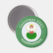 ウェルシュエンジェルクリスマスパーソナライズされた国旗 マグネット (正面/裏面)