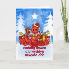 ウェルシュクリスマスカード – レッドドラゴン – Nadolig Llawen シーズンカード