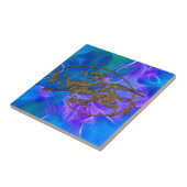 ウェルシュケルト・ドラゴンin金ゴールド・オン・ブルース タイル (側面)