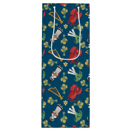 ウェルシュコスチュームとエンブレムブルーワイン抱き枕 ワインギフトバッグ (正面)