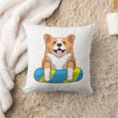ウェルシュコーギーとスイミングボード クッション (ブランケット)