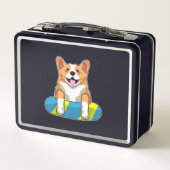 ウェルシュコーギーとスイミングボード メタルランチボックス (裏面)