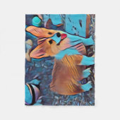 ウェルシュコーギーの子犬 フリースブランケット (正面)