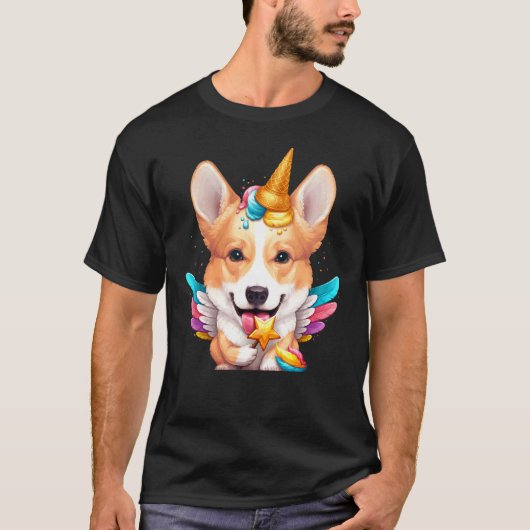 ウェルシュコーギーアイスクリームユニコーン Tシャツ (正面)