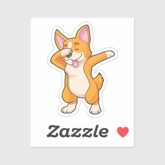 ウェルシュコーギーアットヒップホップダンスダブ シール (シート)