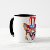 ウェルシュコーギーアメリカサングラス7月の4th犬Pu マグカップ (正面左)