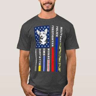 ウェルシュコーギーアメリカ国旗の犬の恋人なし一人P Tシャツ