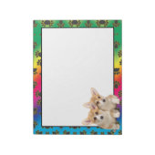 ウェルシュコーギーカラフル犬の足のパターンメモ帳 ノートパッド (回転)