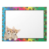 ウェルシュコーギーカラフル犬の足のパターンメモ帳 ノートパッド (正面)