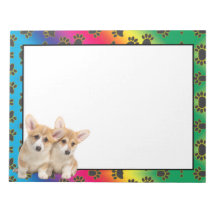 ウェルシュコーギーカラフル犬の足のパターンメモ帳