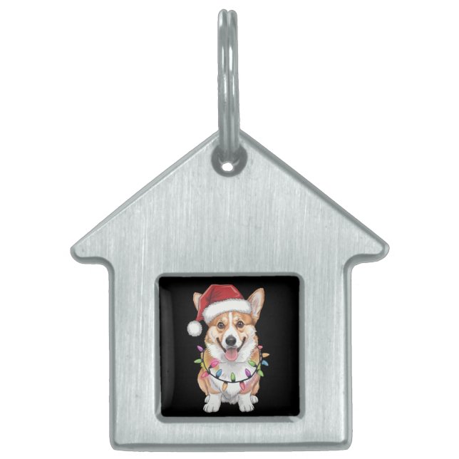 ウェルシュコーギーサンタクリスマスツリーライト ペットネームタグ (正面)