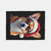 ウェルシュコーギーサンタ・クリスマスセータークリスマスおもしろいコル フリースブランケット (正面(横))