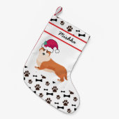 ウェルシュコーギードッグクリスカスタムマスと犬の名前 スモールクリスマスストッキング (正面 (吊り時))