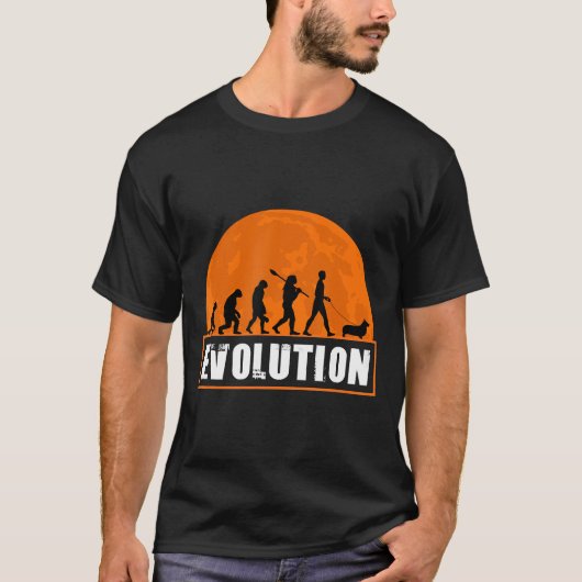 ウェルシュコーギードッグパパ人間の進化 Tシャツ (正面)