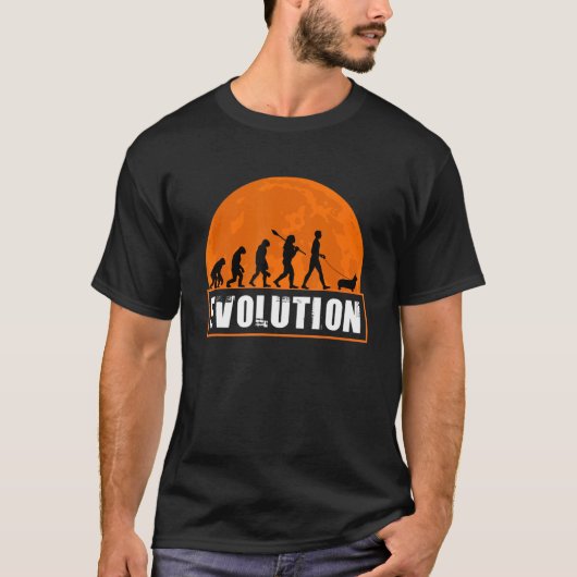 ウェルシュコーギードッグパパ人間の進化 Tシャツ (正面)