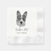 ウェルシュコーギードッグパーソナライズドリンク私のナプキンス 縁ありカクテルナプキン (正面)