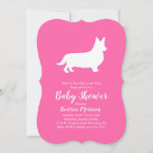 ウェルシュコーギードッグベビーシャワーピンクガール 招待状 (正面)