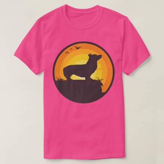 ウェルシュコーギードッグレトロ1587 Tシャツ (デザイン正面)