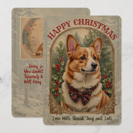 ウェルシュコーギードッグヴィンテージスタイルクリスマスカード シーズンカード