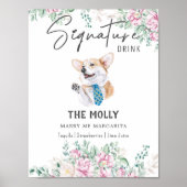 ウェルシュコーギードッグ結婚の特徴的なドリンクの看板 ポスター (正面)