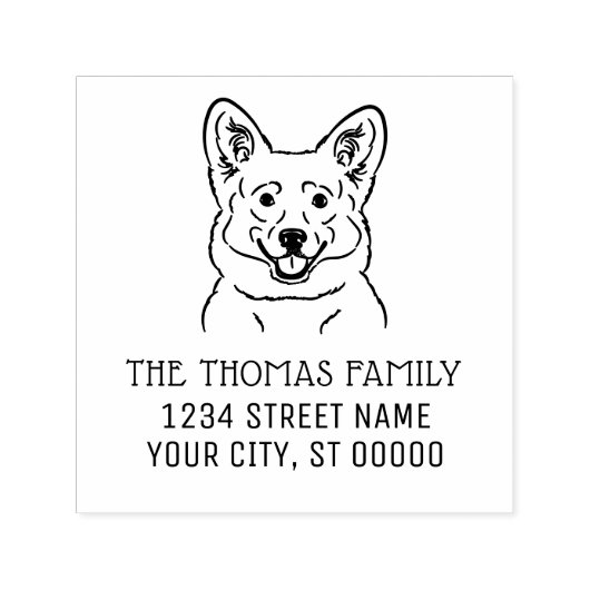 ウェルシュコーギードッグ顔名差出人住所 セルフインキングスタンプ (デザイン)